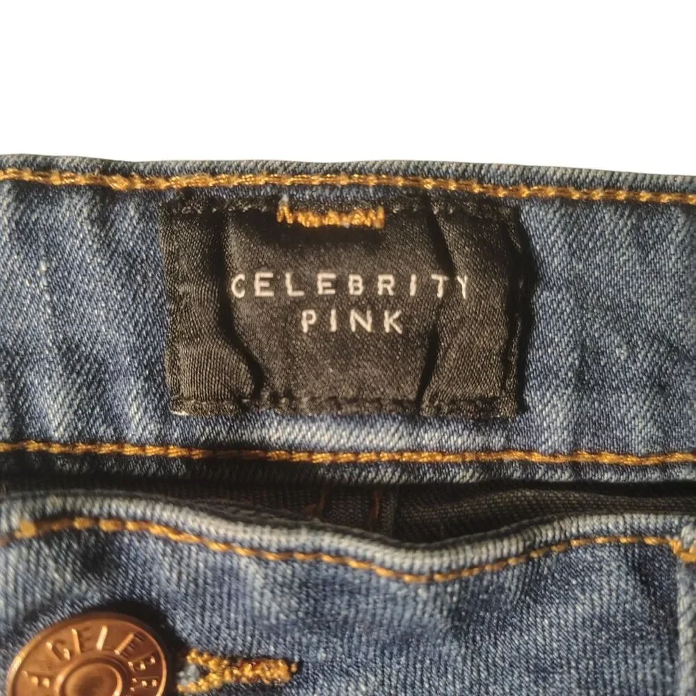 CELEBRITY PINK Juniors Mid-Rise Cut Off Denim Shorts Blue Size 9/29 Y2K 00084